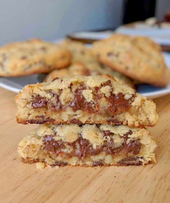 Thick Doughy Chocolate Chip Walnut cookie recipe remake from levain bakery