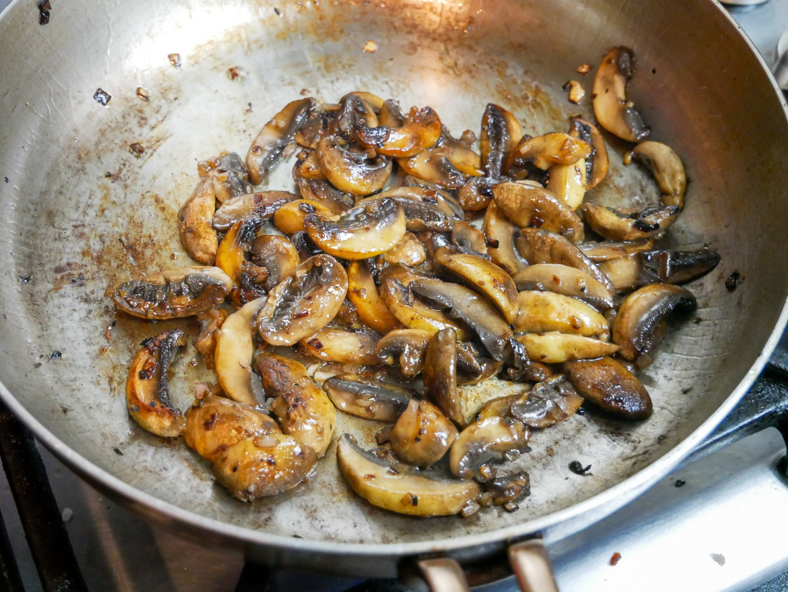 seared golden brown mushrooms