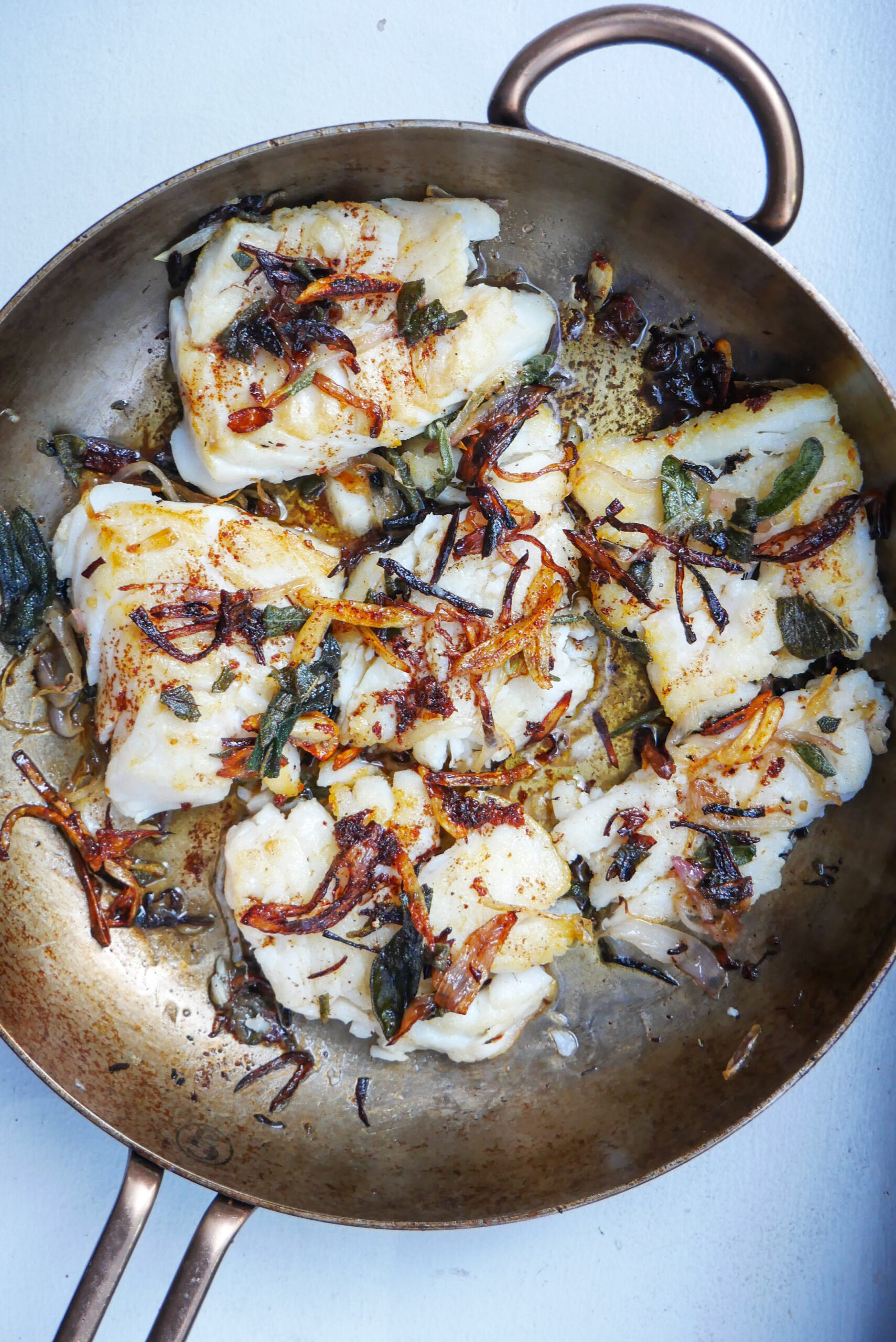 Skillet Cod with Brown Butter, Crispy Sage and Shallots