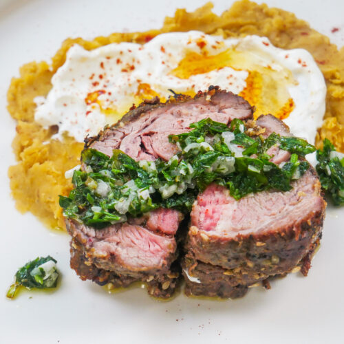 spiced lamb shoulder roast with mint and parsley dressing
