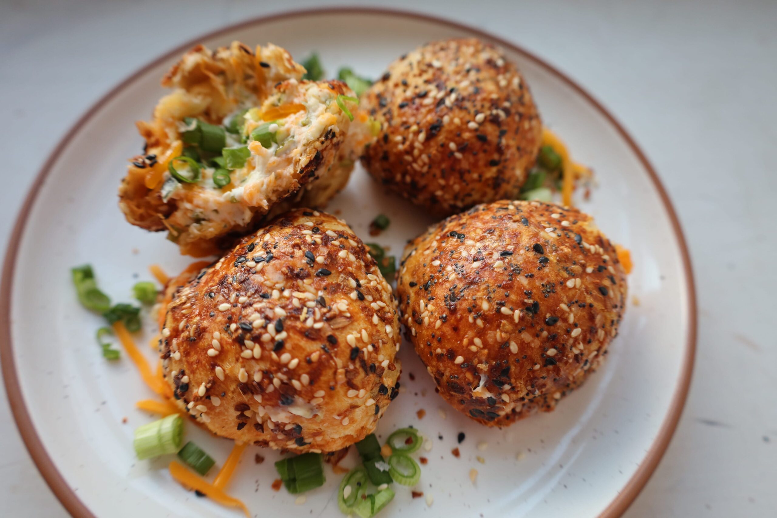 fully loaded cheesy everything bagel balls