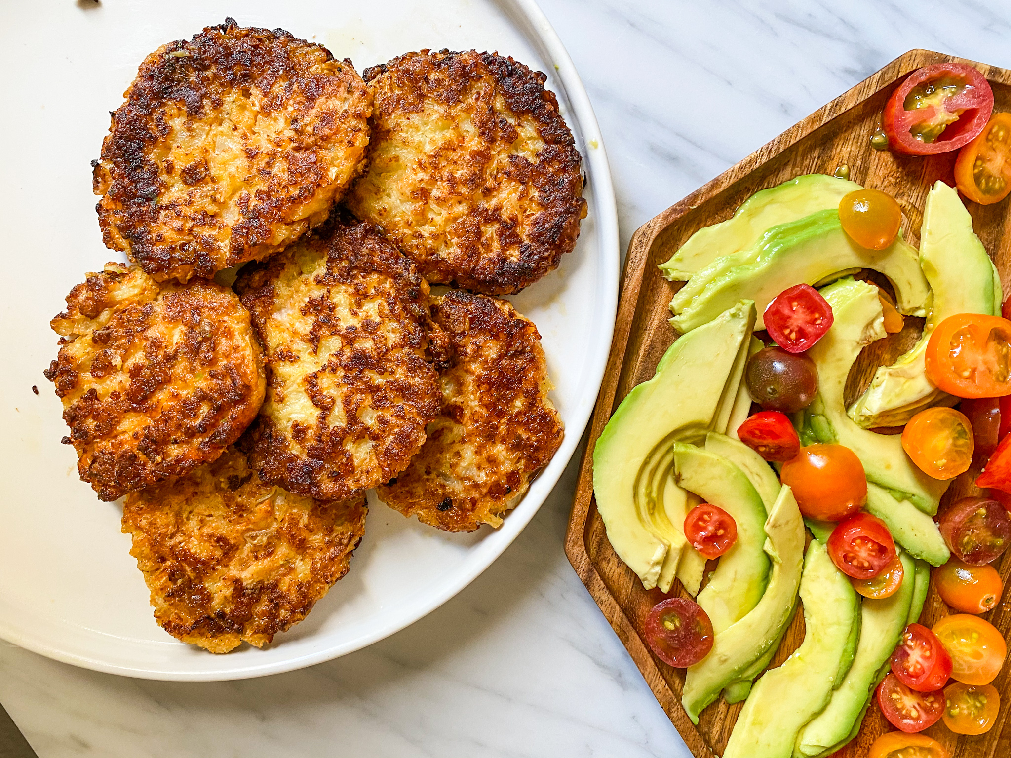 a platter of cauliflower latkes