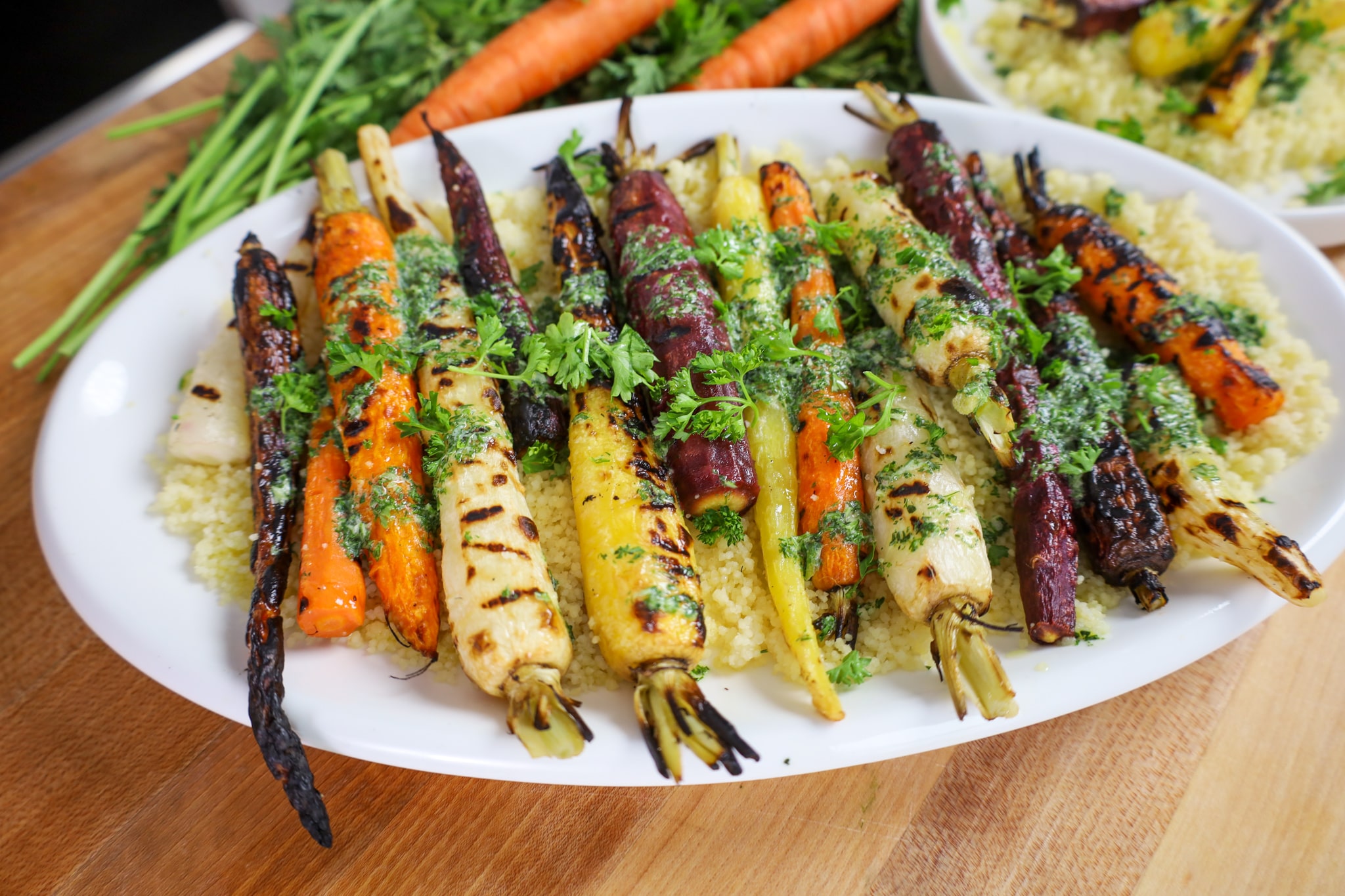 grilled carrots with mint and dill dressing