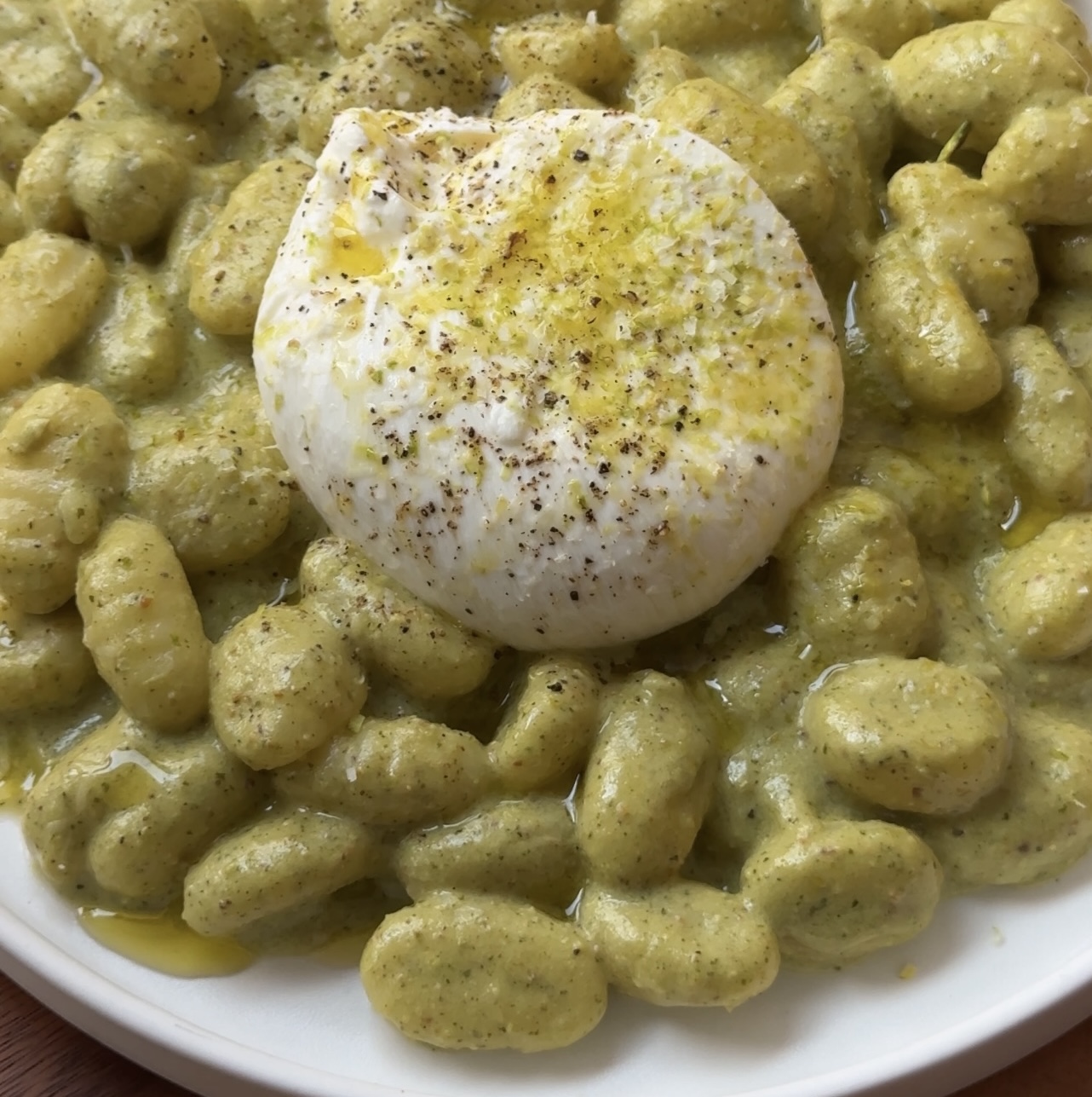 pistachio pesto with burrata