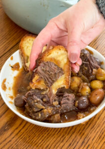 french onion soup braised short ribs with baby potatoes