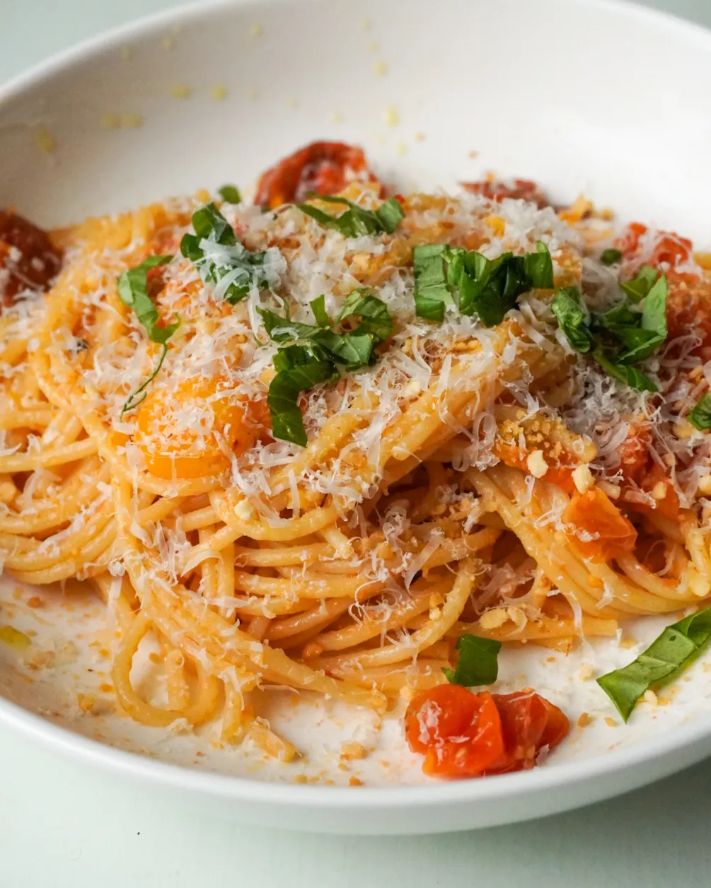 Tomato Butter Bucatini with Lemony Breadcrumbs