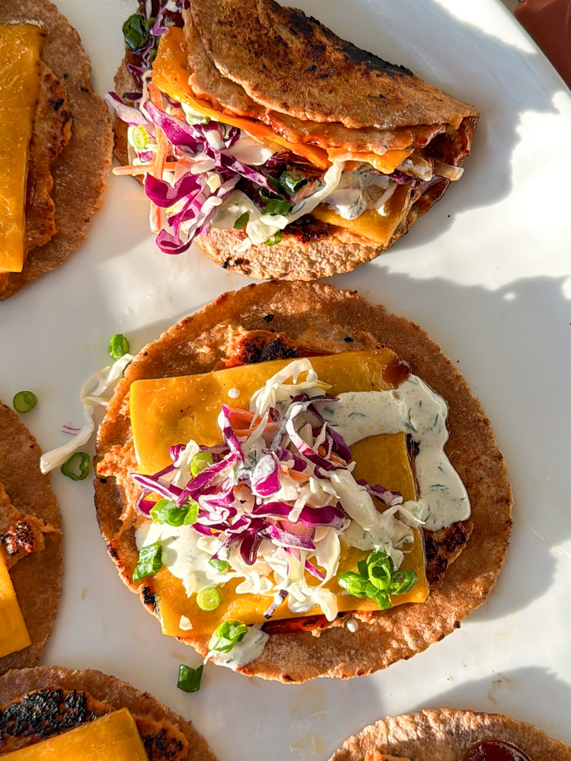 BBQ Ranch Smashed Chicken Tacos