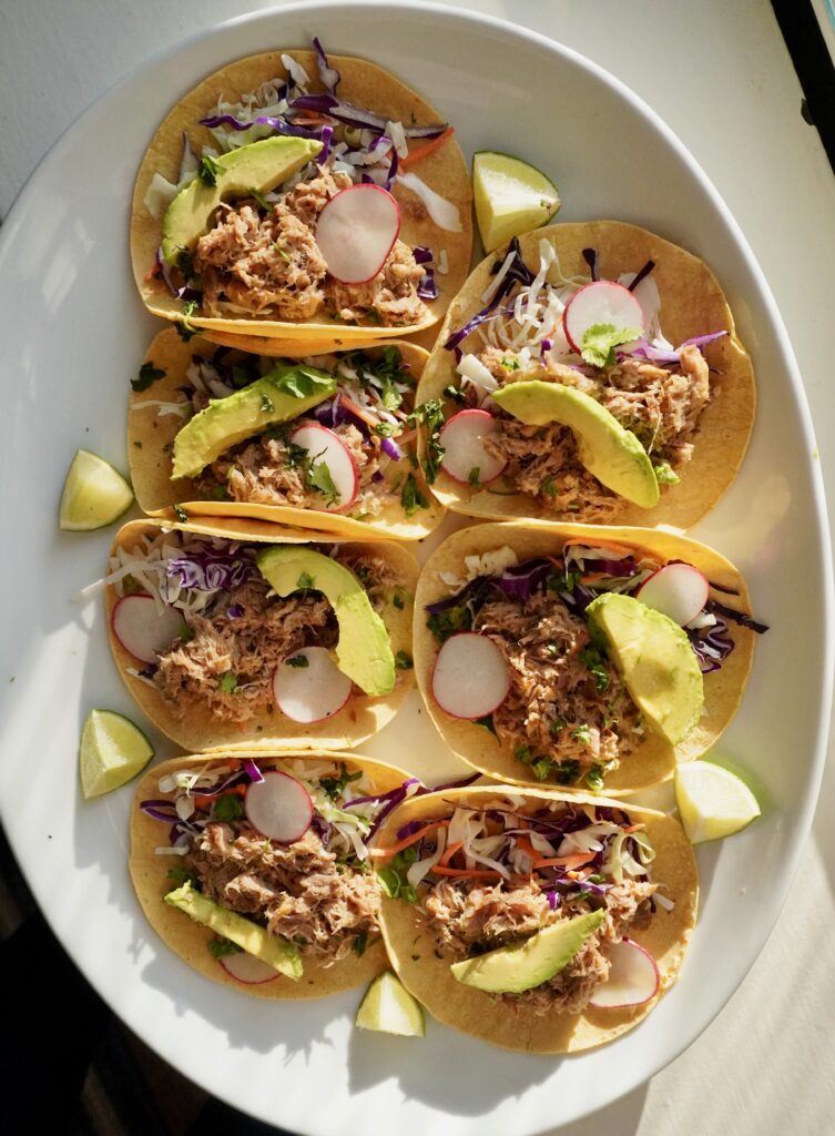 Garlic citrus mojo chicken taco close-up