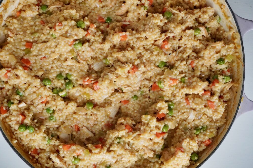 This chicken pastina is perfect to serve with ritz crackers