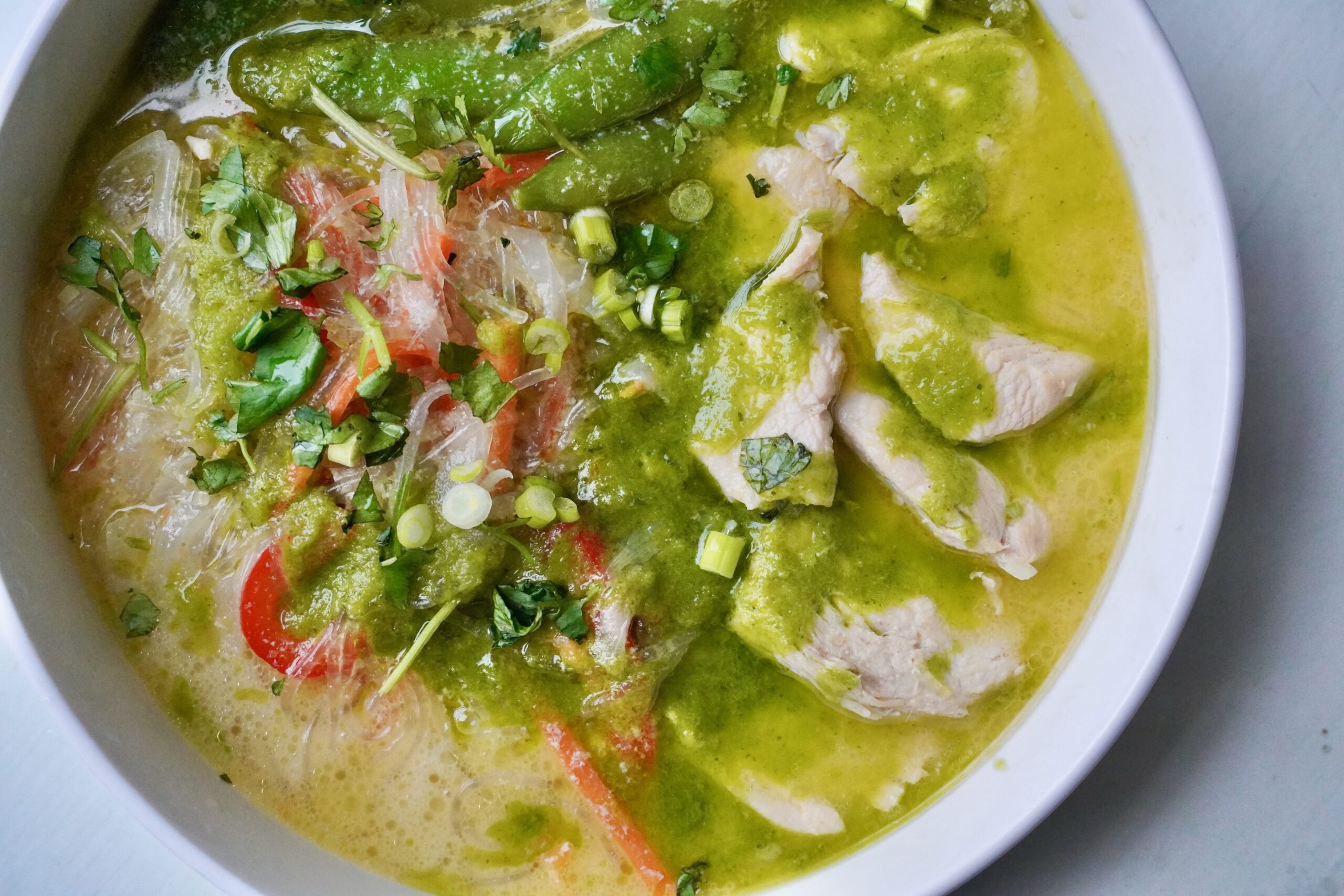 Green Thai Coconut Curry Chicken With Noodles