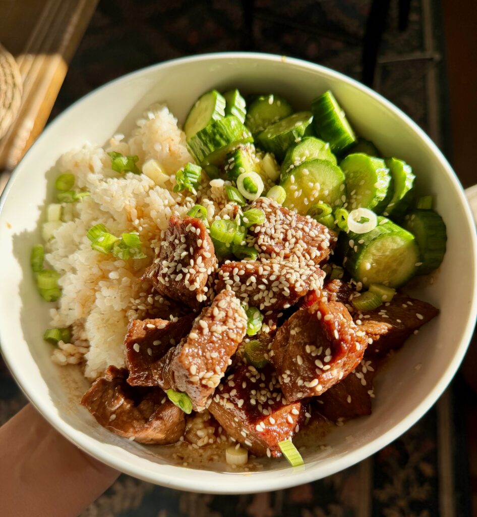 This 30 minute Japanese bbq steak bites recipe is perfect for weeknight dinner