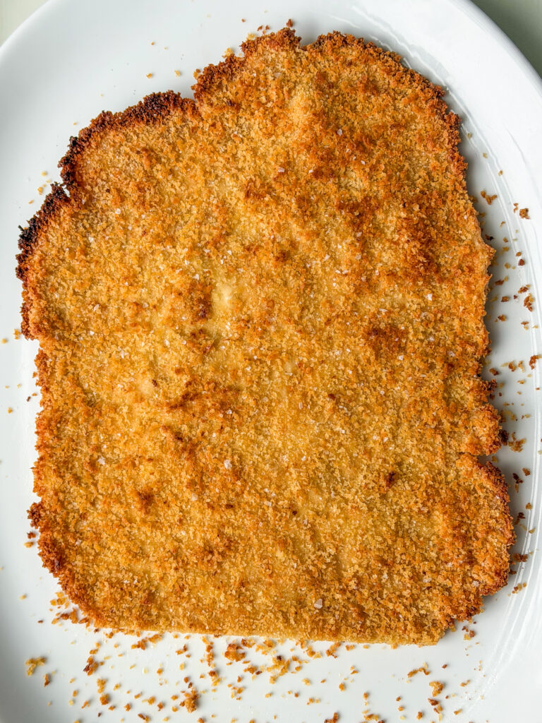Golden panko crusted ground chicken cutlet