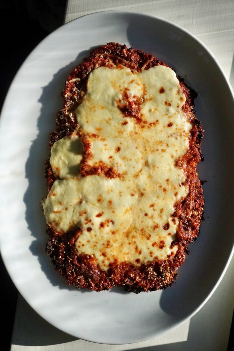 Crispy oven baked parmesan chicken with melted mozzarella
