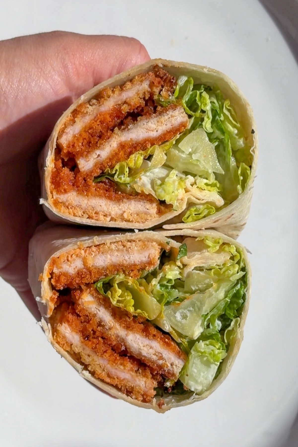 Buffalo Chicken Cutlet Caesar Wraps