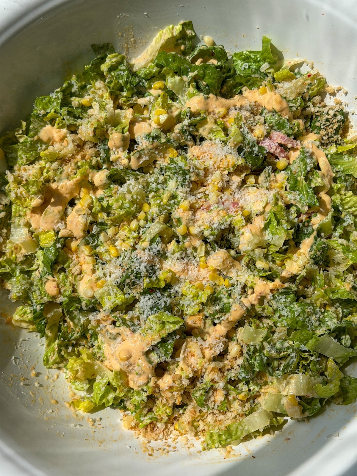 spicy corn caesar salad