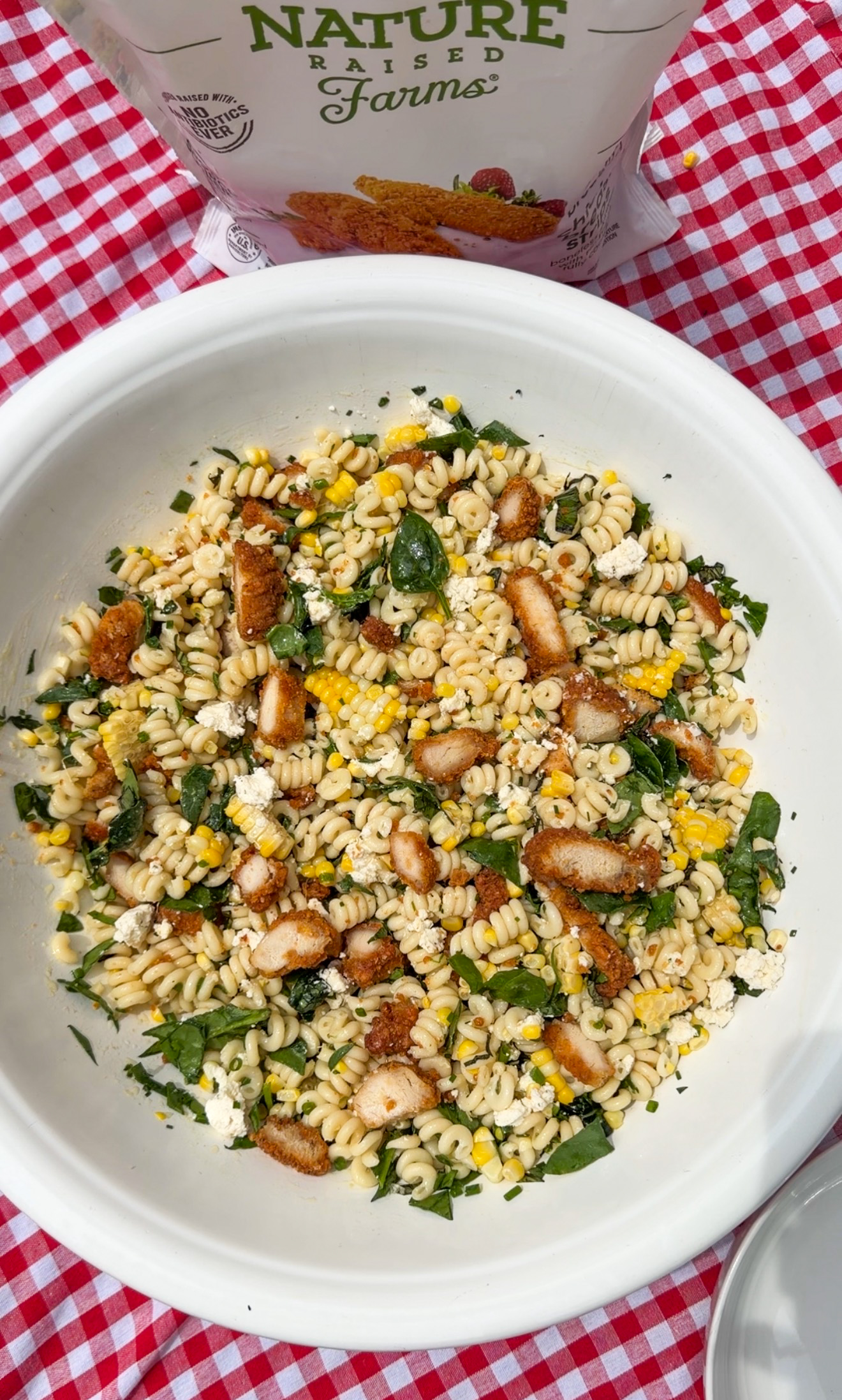 Corn and Crispy Chicken Pasta Salad