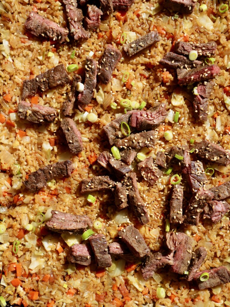 sheet pan steak fried rice